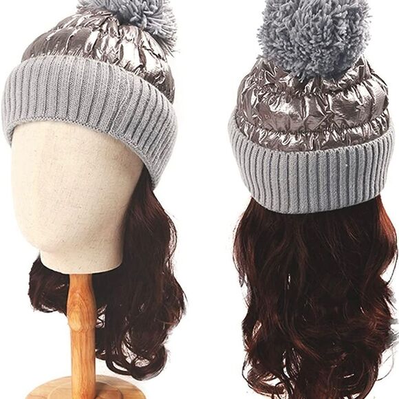 Beanie puffer Cuff Beanie Skull hat pom Pompom Fleece Lined Winter Cap main image 5